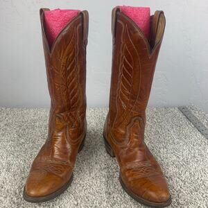 Vtg Levi's 1980s Cowboy Boots Men's 9.5 Brown Leather Orange Tab Western